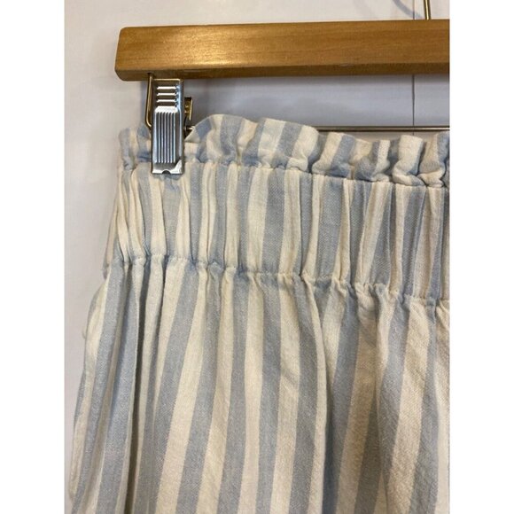 Madewell Medium Huston Pull On Crop Pants Striped Elastic Waist Blue GUC - Picture 3 of 8